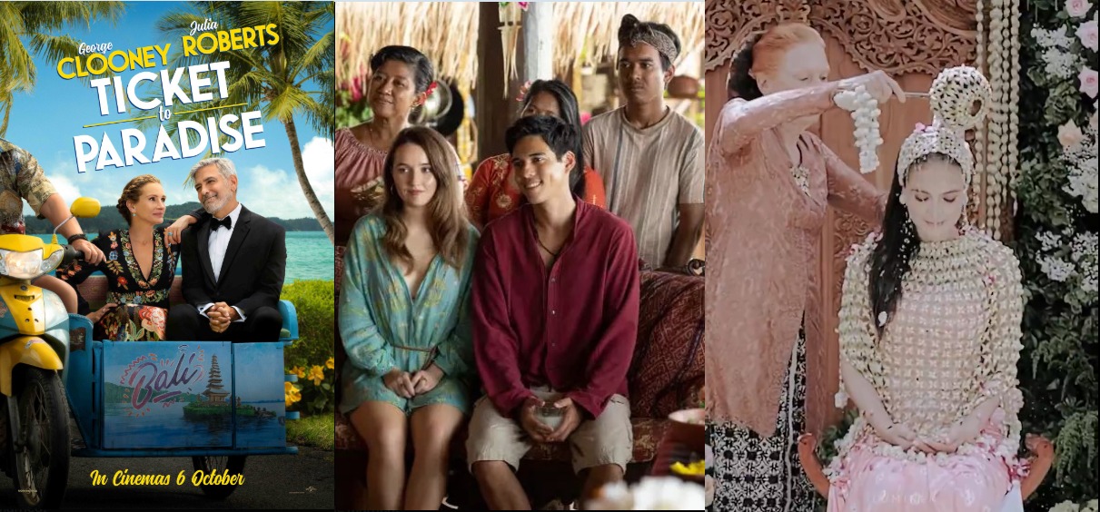 Film Ticket to Paradise (2022) komedi romansa yang mengisahkan pasangan yang telah bercerai, David Cotton (George Clooney) dan Georgia Cotton (Julia Roberts) jadi inspirasi pernikahan Luna Maya.
