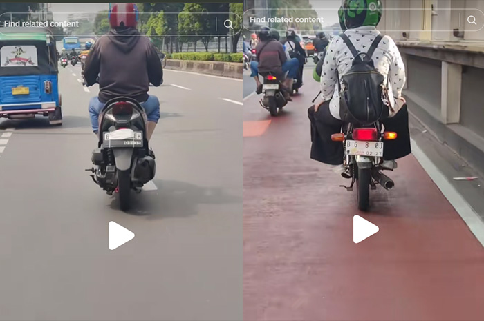 Penampakan plat nomor kendaran ditutupi masker dan lainnya.