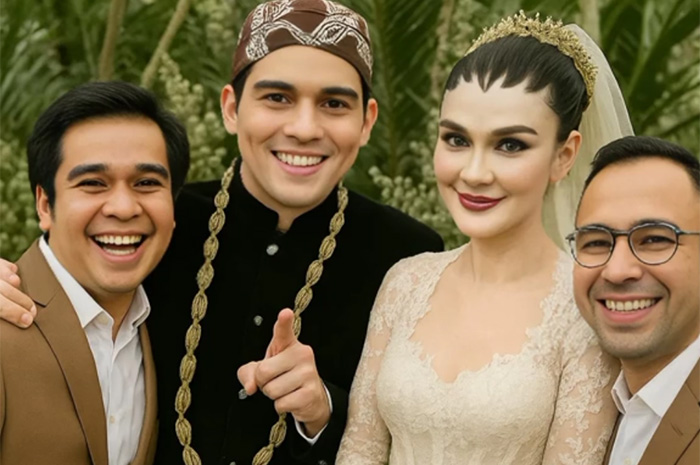 Foto pernikahan Luna Maya dan Maxime dengan editan teknologi AI.