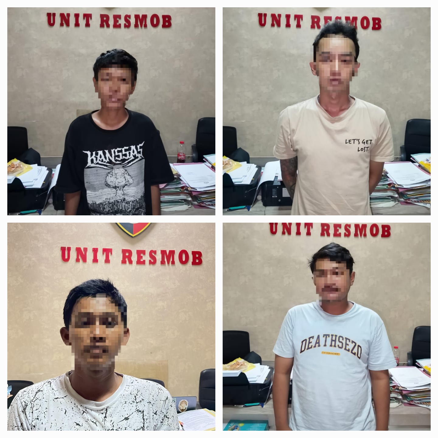 Empat wajah pelaku yang diamankan Polrestabes Semarang.