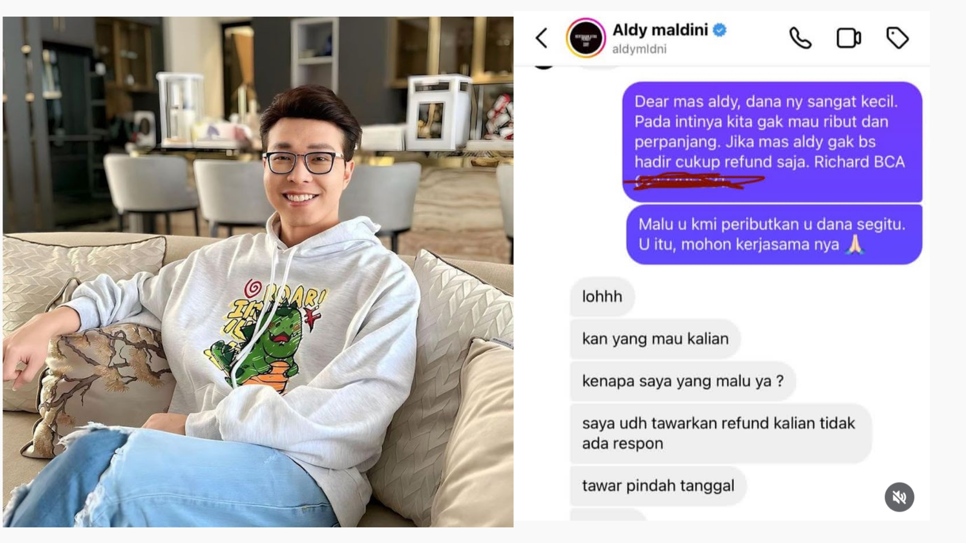 Dr. Richard mengaku bahwa pernah menjadi korban Aldi Maldini mantan personil CJR