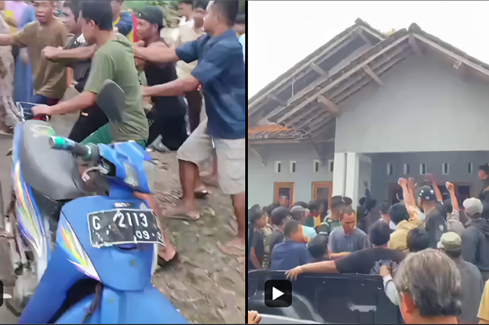 Pelaku pencabulan dikeroyok warga dibawa ke balai desa Donowangun, Kecamatan Talun  Kabupaten Pekalongan.