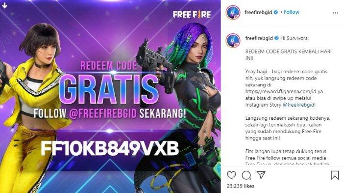 Berikut Daftar Kode Redeem Free Fire Khusus Bulan Ini