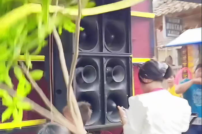 Detik-detik sound horeg sebelum jatuh menimpa seorang ratu dibelakangnya.