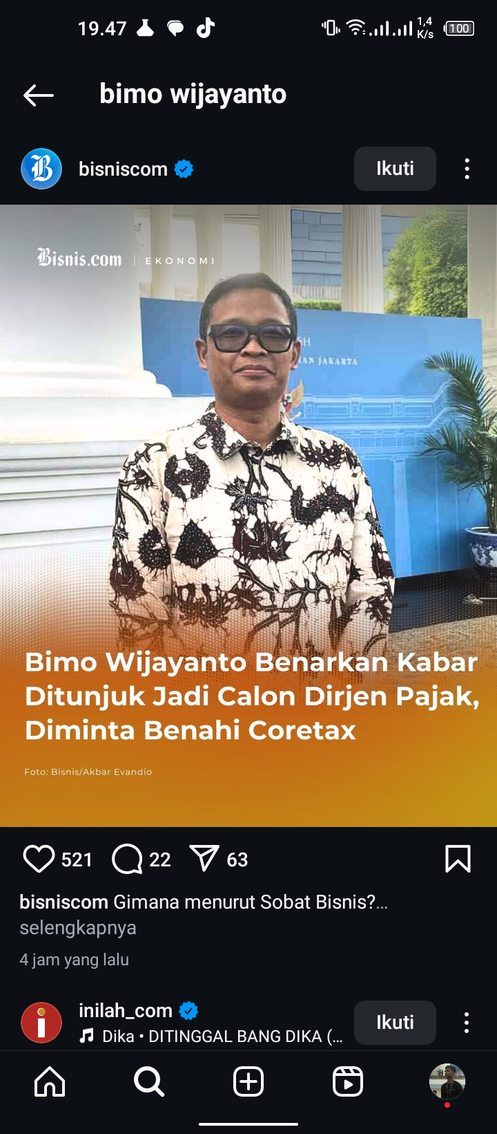Bimo Wijayanto Calon Drijen Pajak