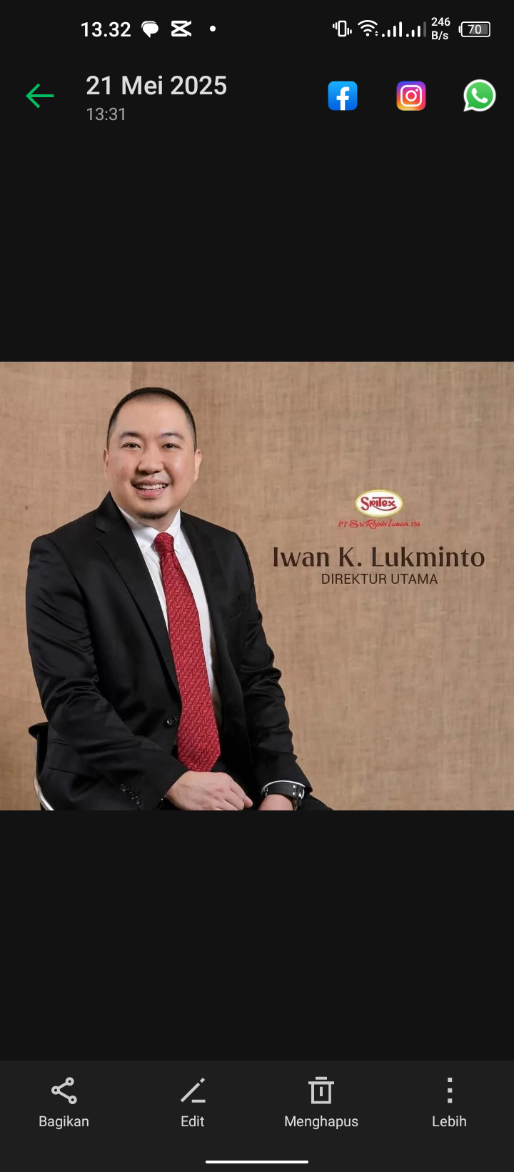 Iwan K. Lukminto sebagai Direktur Utama PT. Sritex Solo