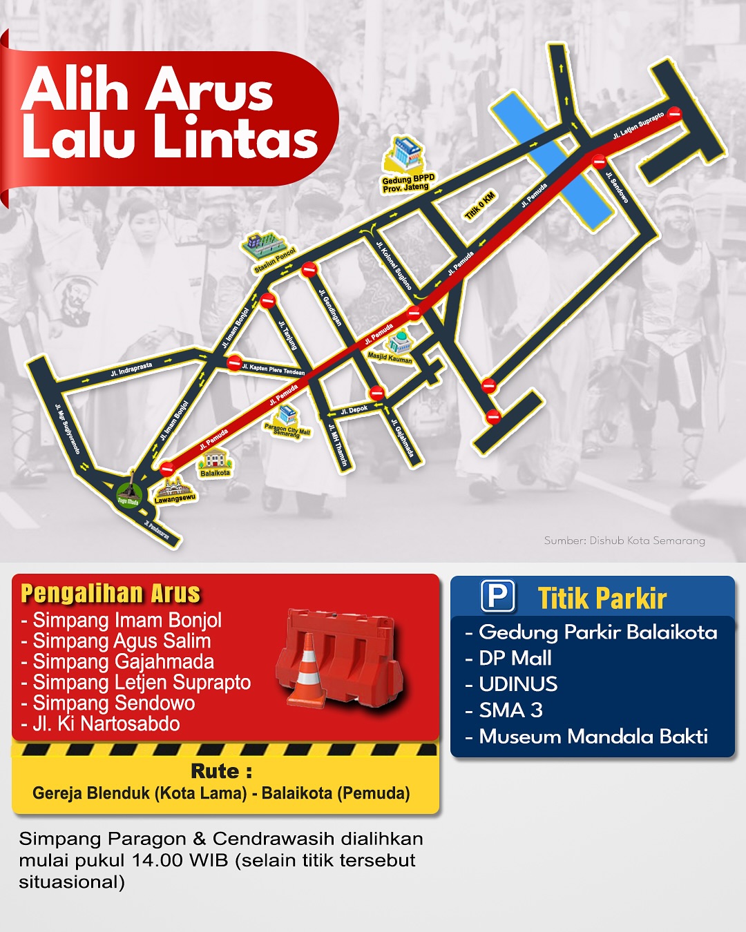 info pengalihan arus saat perayaan paskah Pemkot Semarang