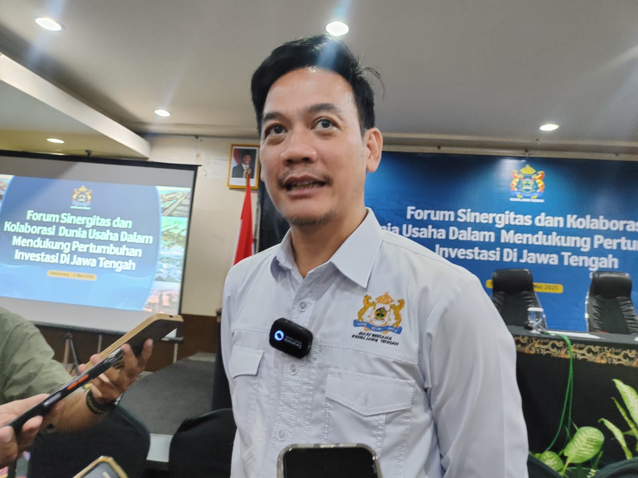 Ketua Kadin Jateng, Harry Nuryanto Soediro usai Forum Sinergitas dan Kolaborasi Dunia Usaha dalam Mendukung Pertumbuhan Investasi di Jateng.