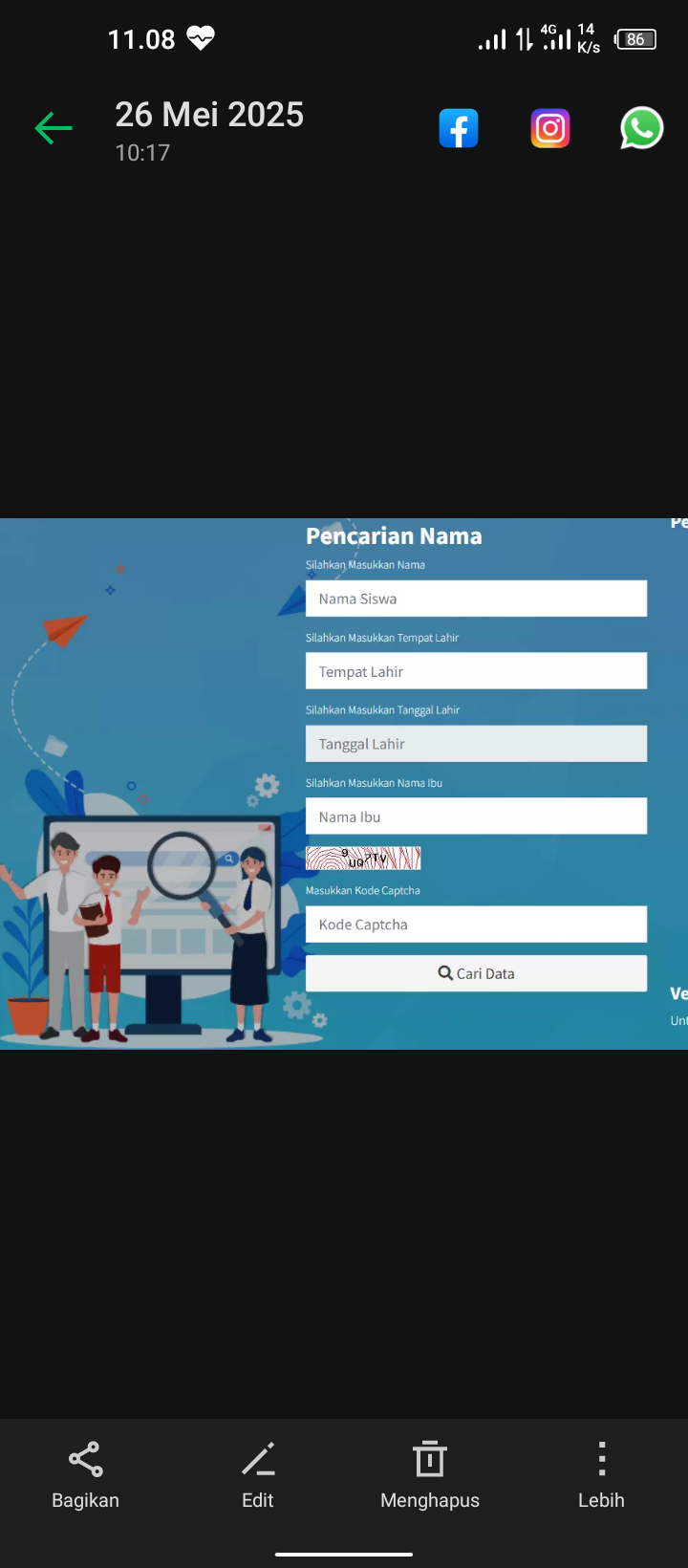 Cek NISN Siswa (laman web Kemdikbud)