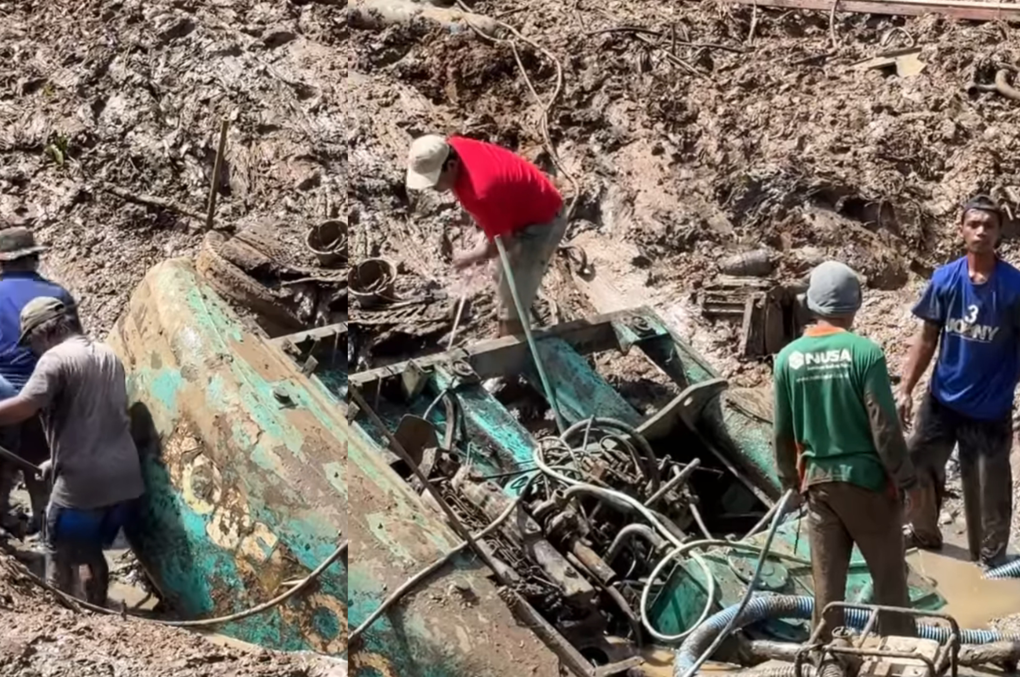Proses Pengangkatan Ekskavator Ikonik Kebun Buah Mangunan Bantul