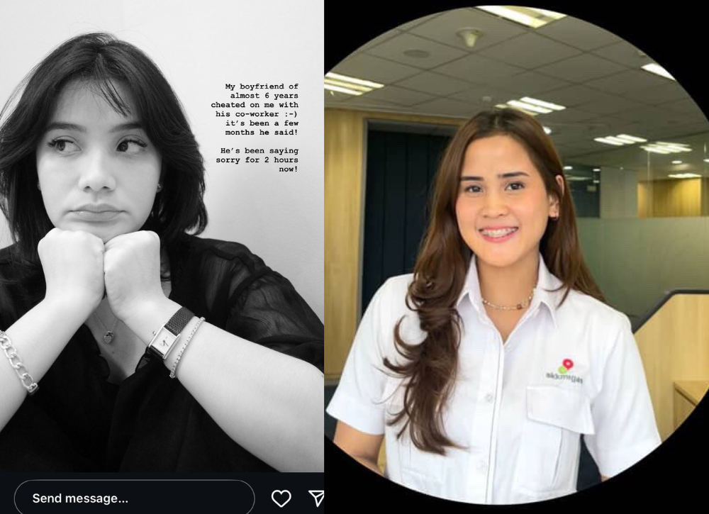 Audinna (hitam putih) dan foto yang diduga pelakor tersebut.
