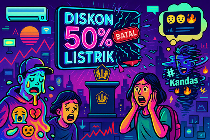 Ilustrasi reaksi warganet usai diskon tarif listrik 50 persen batal.