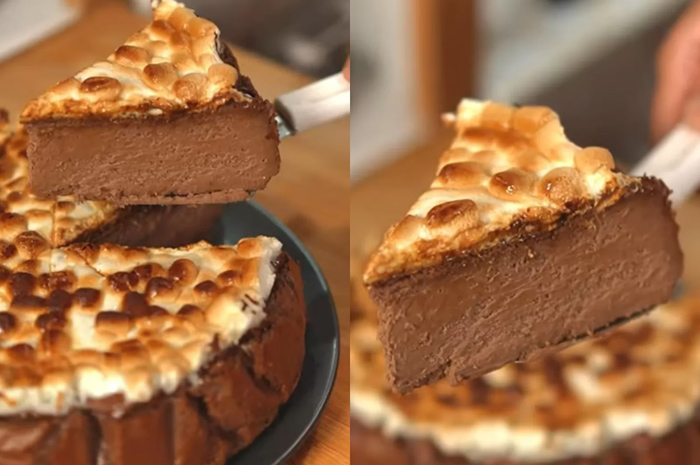 Hidangan pencuci mulut Basque Burnt Cheesecake.