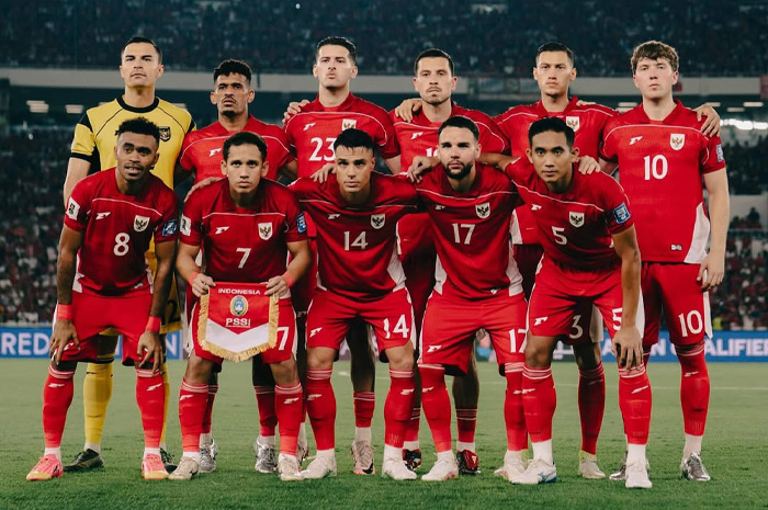Skuad Timnas Indonesia saat menghadapi China di SUGBK Jakarta.