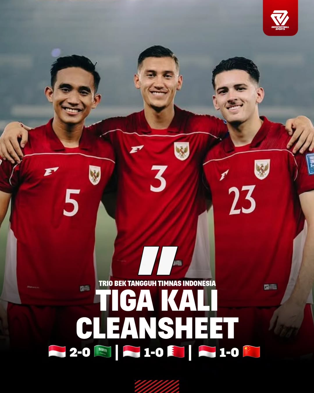 Trio JIR (Justin Hubner, Idzes, Ridho) berhasil menorehkan tiga kali Cleansheet