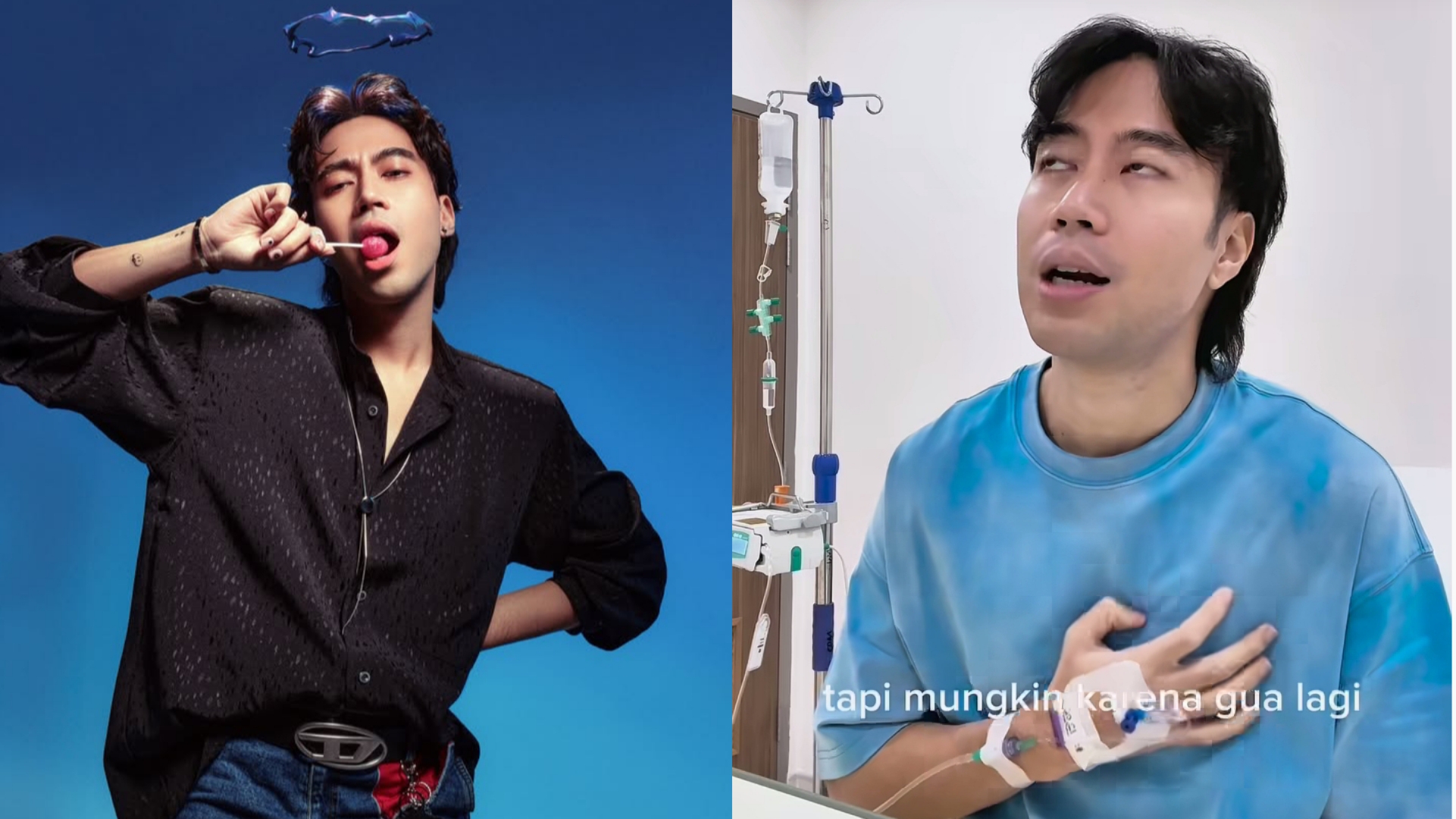 potret dalam vidio unggahan akun Instagram Vidi Aldiano tampak diinfus