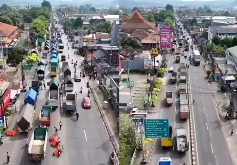 Demo Truk ODOL di Ungaran Kabupaten Semarang