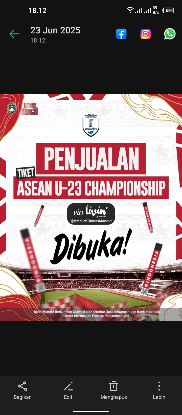 Rincian harga tiket nonton timnas Indonesia resmi dirilis