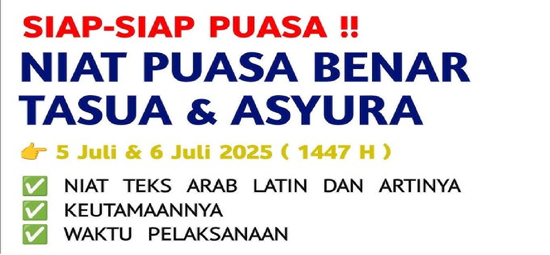 Ini Amalan Puasa Tasua dan Asyura di 10 Muharam, 5 Doa ini Penuh Keberkahan