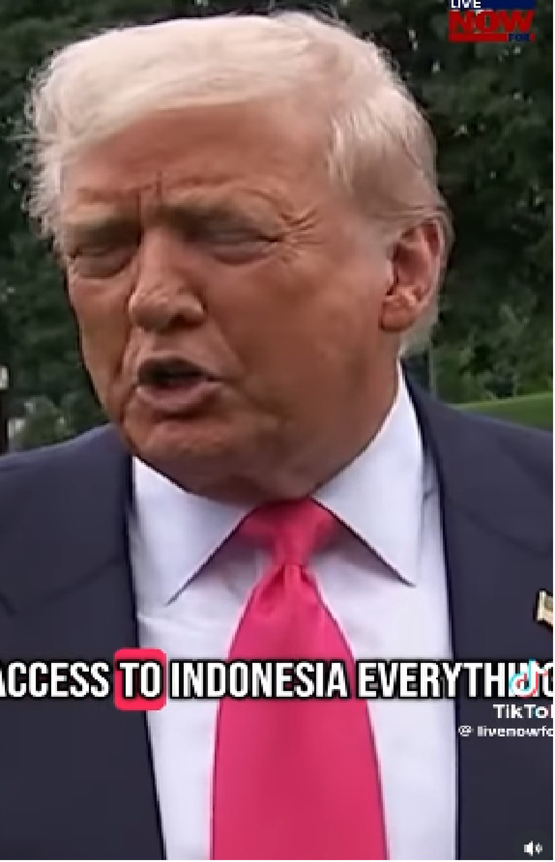 Cuplikan video Presiden Amerika Serikat Donald Trump terkait tarif import Indonesia.