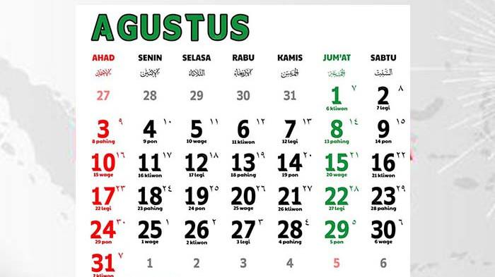 Kalender bulan Agustus 2025