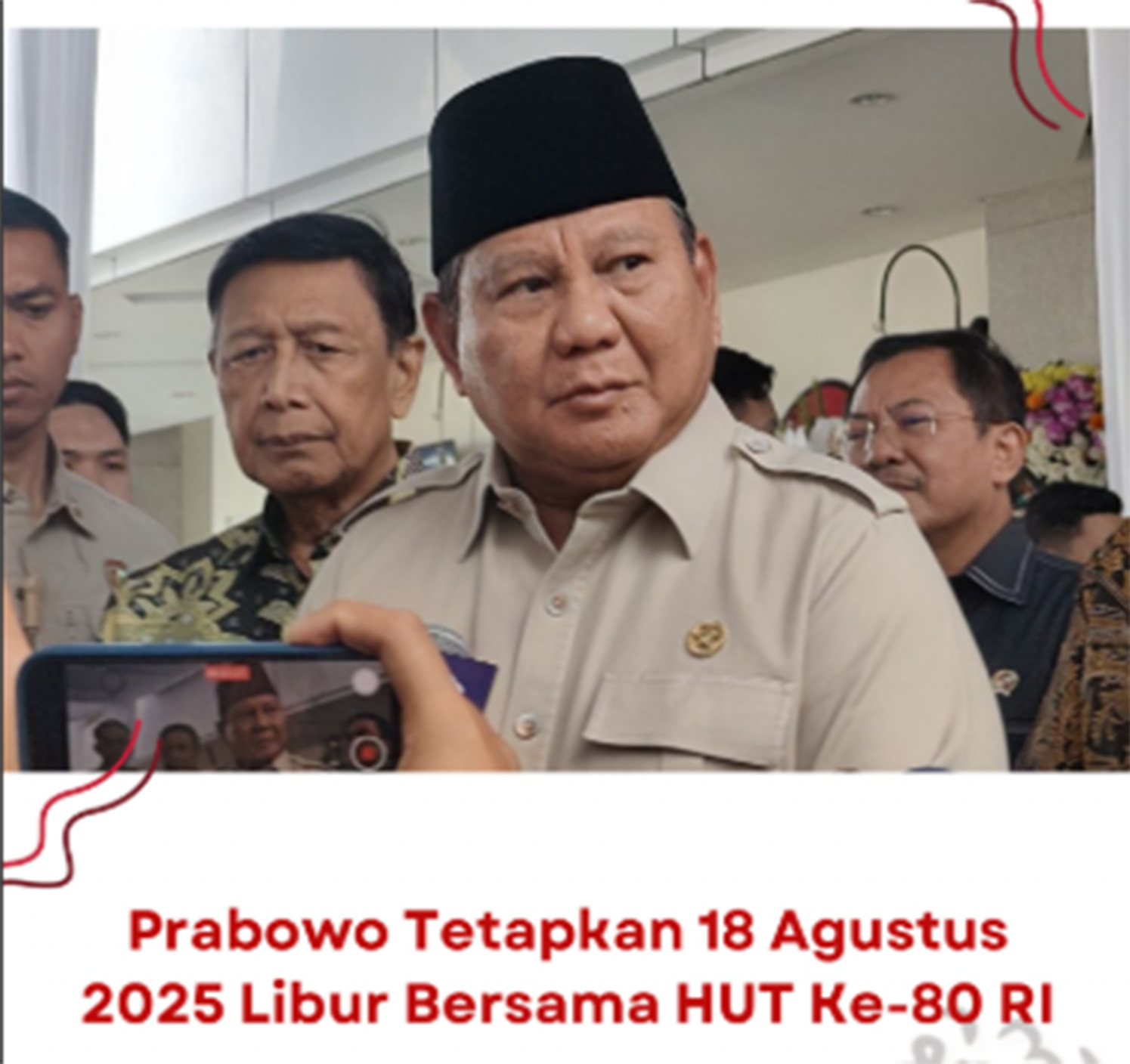 Presiden RI Prabowo Subianto menetapkan 18 Agustus 2025 libur bersama.