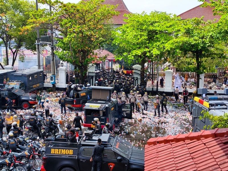 Suasana demo di Pati pada tanggal 13 Agustus 2025. (Radar Kudus)