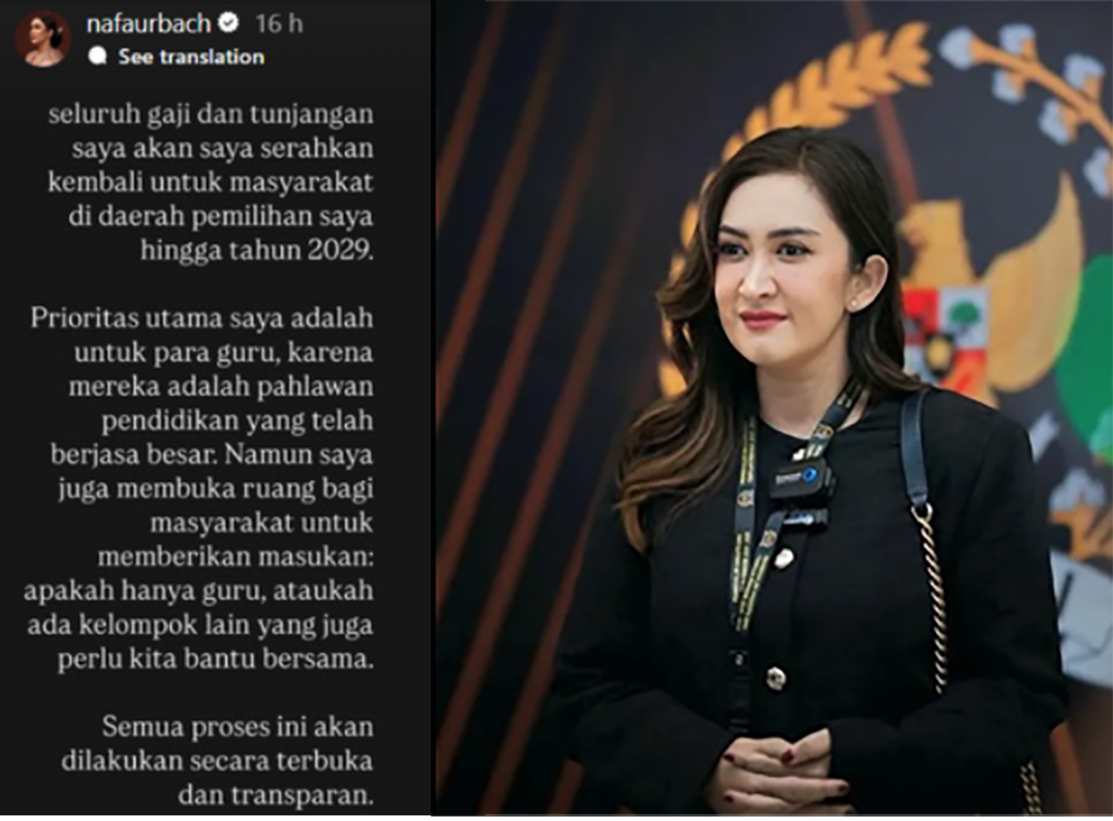 Gaji dan Tunjangan DPR RI Nafa Urbach Akan Diberikan Guru di Dapilnya