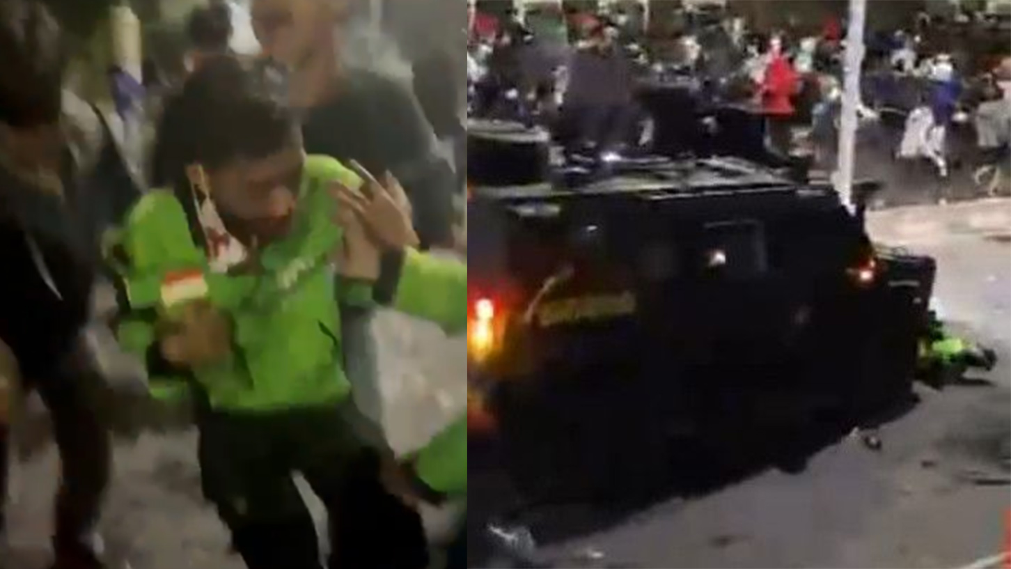 Ojol yang terlindas sempat ditolong namun dikabarkan meninggal.