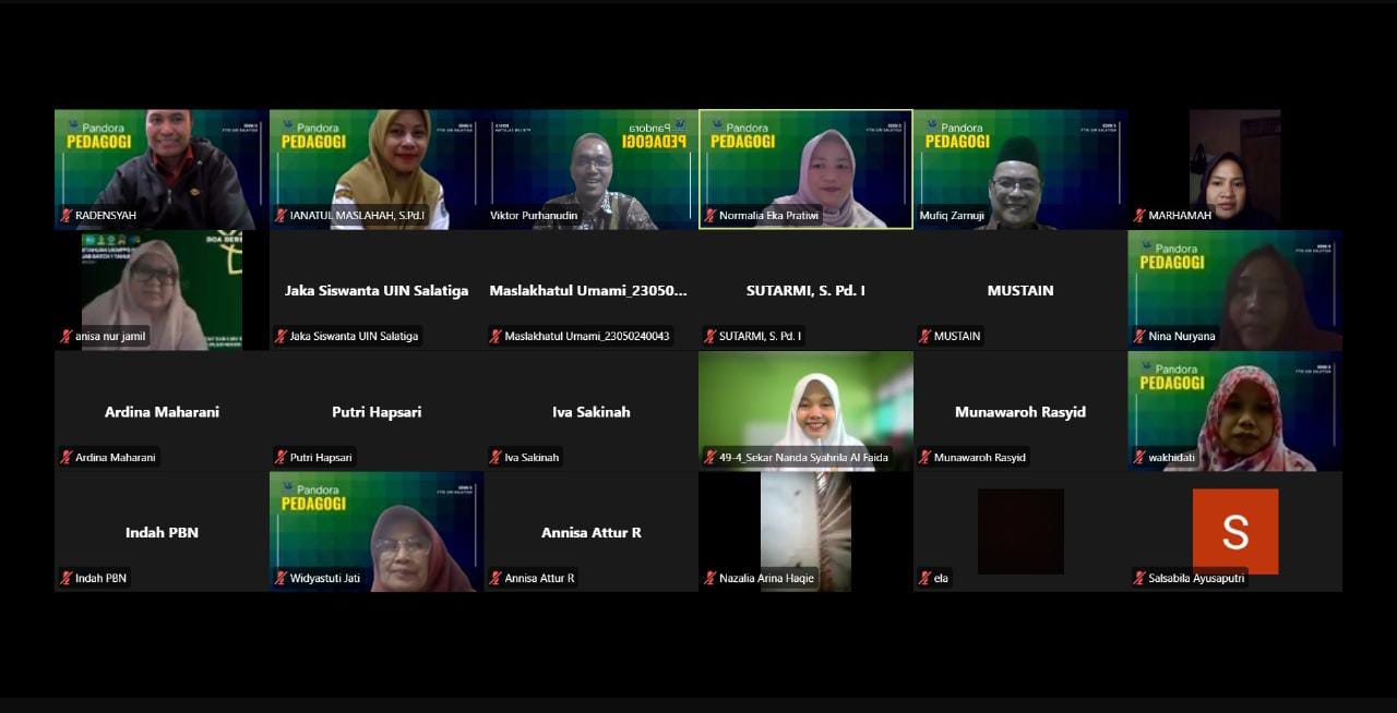 Mufiq, M. Phil., Ketua Jurusan Guru Kelas FTIK UIN Salatiga, saat membuka Webinar Pandora Pedagogi Edisi 3 dengan tema Menyoal Deep Learning dalam Ekosistem Pendidikan Abad 21.