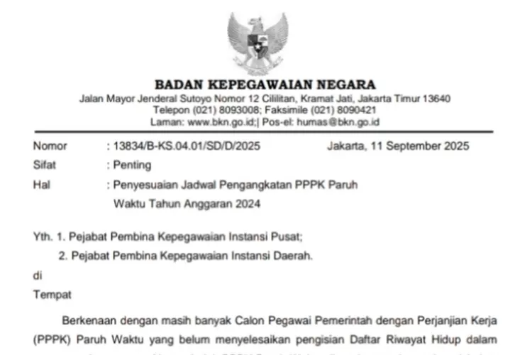 Surat edaran mengenai perpanjangan pengisian daftar riwayat hidup