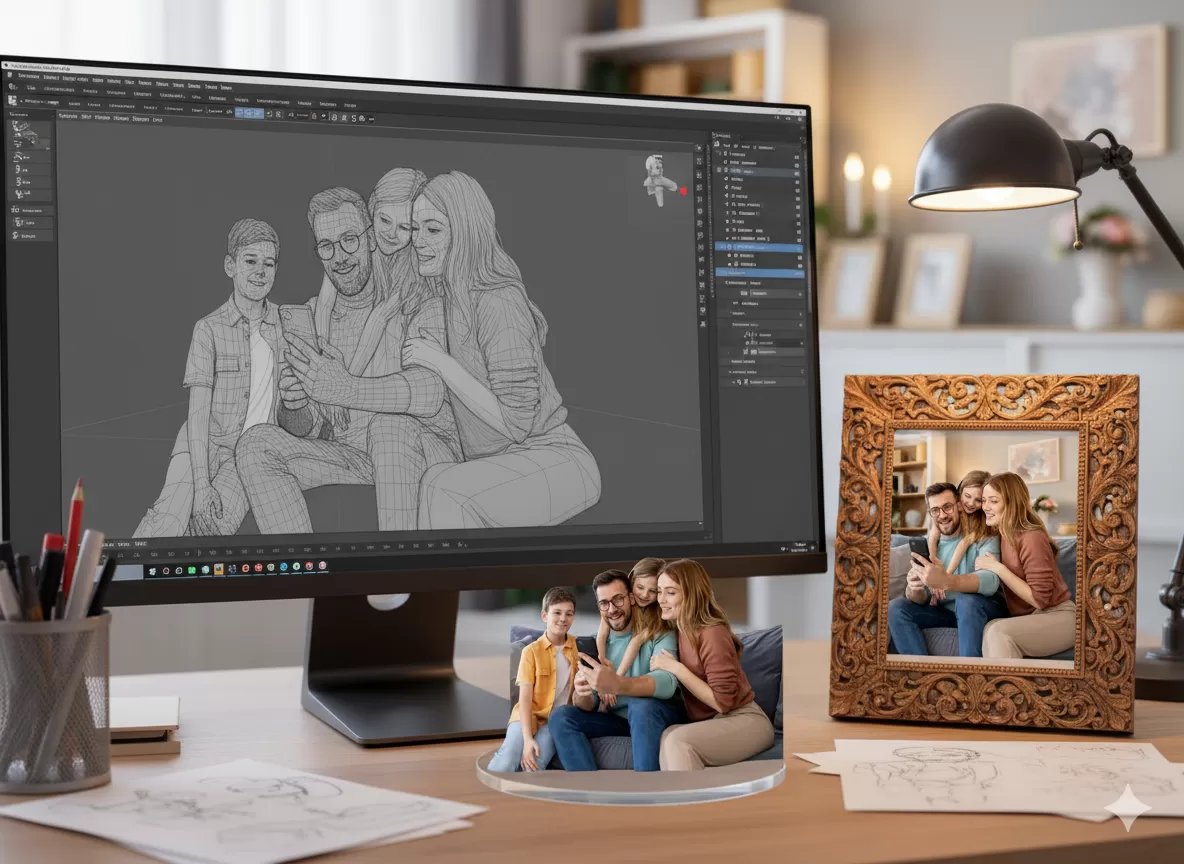 Prompt Gemini AI,Ciptakan Foto Keluarga Dengan Miniatur 3D dan Polaroid