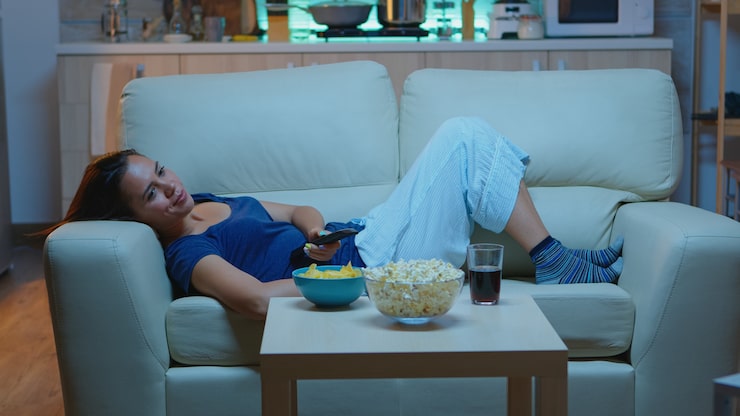 Kebiasaan nonton maraton sambil rebahan menjadi pemicu GERD (freepik)