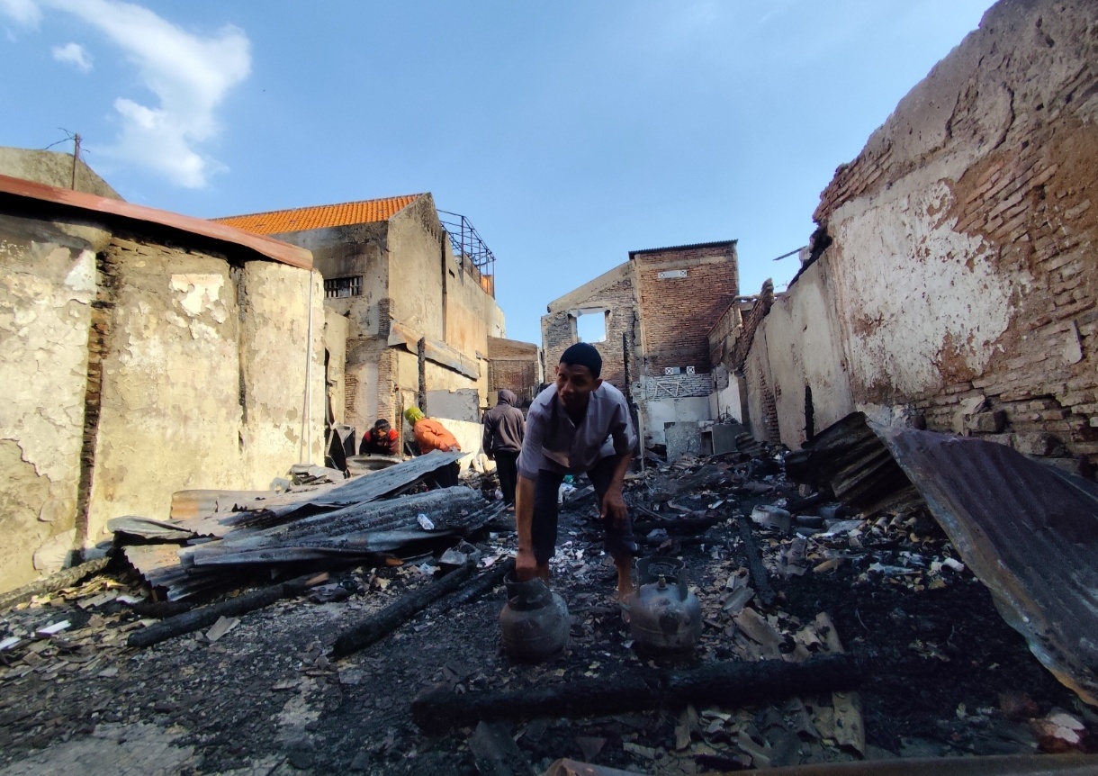 Kondisi rumah Is di perkampungan Inggris Jagalan Semarang yang terbakar rata dengan tanah