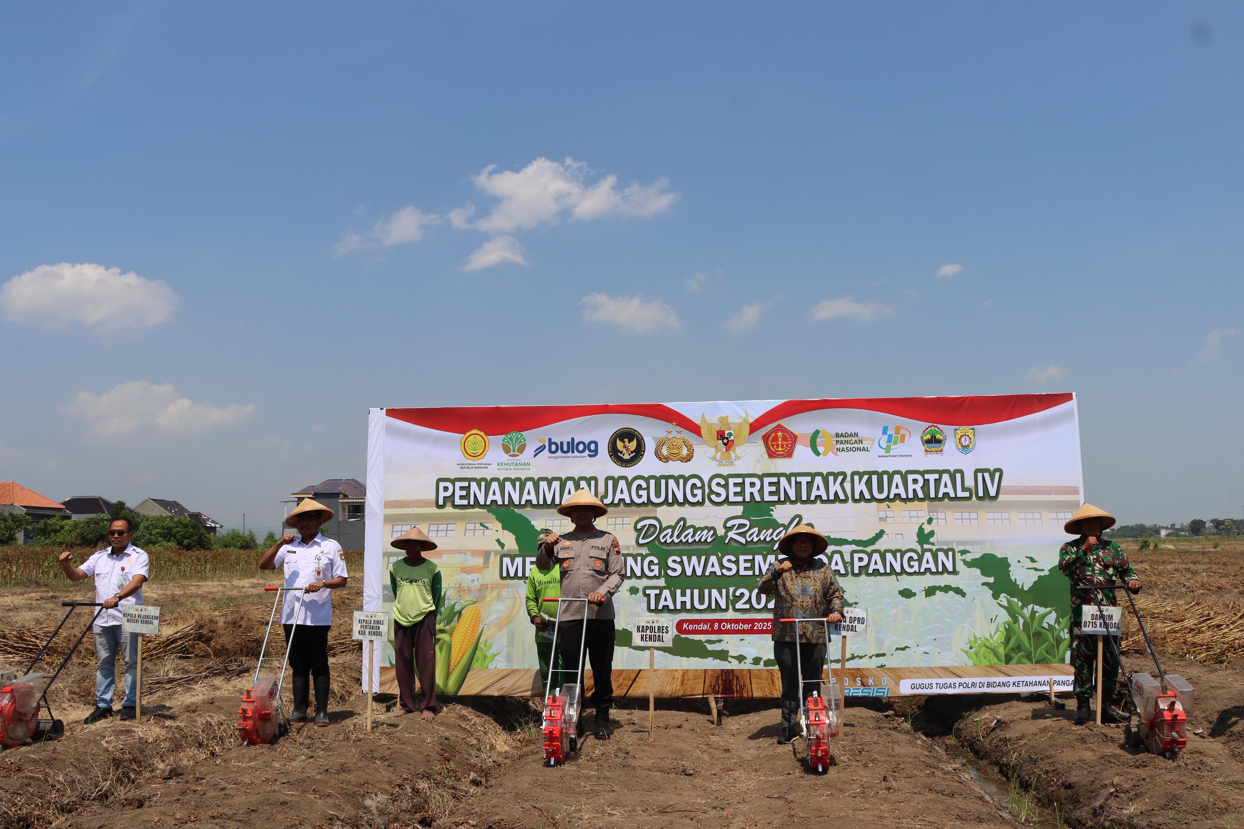 Polres Kendal Menanam Jagung Bareng Petani  KENDAL, RadarSemarang.ID &ndash; Polisi di Kendal kini bukan cuma jaga keamanan. Mereka turun ke sawah, menanam jagung bersama petani.  Kapolres Kendal AKBP