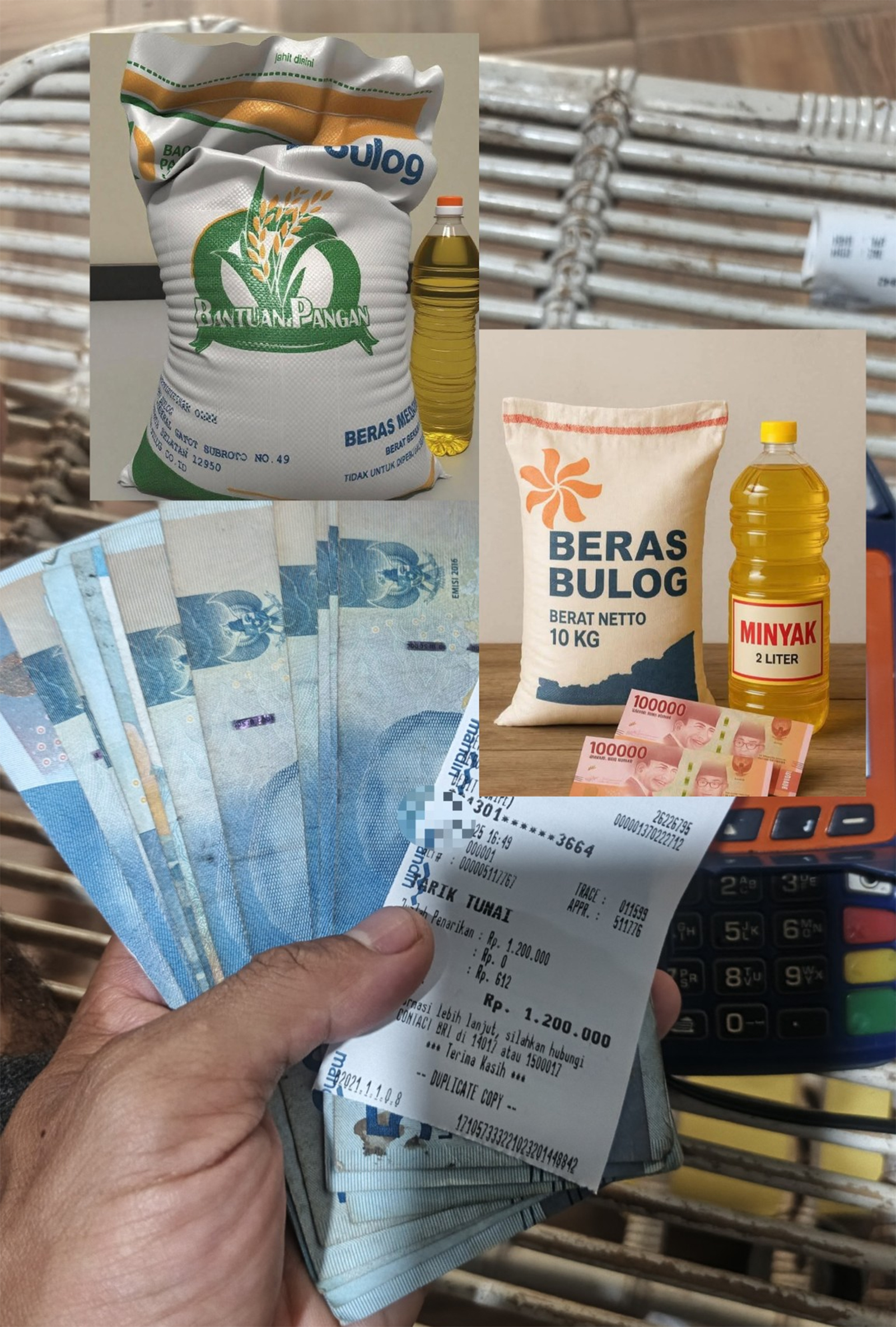 Bantuan Minyak Goreng MinyakKita 2 Liter, beras dan uang tunai