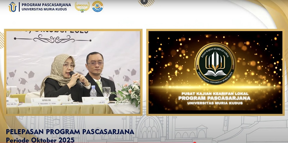 Direktur Program Pascasarjana UMK Prof. Dr. Sri Utaminingsih, S.Pd, M.Pd. saat peluncuran Pusat Kajian Kearifan Lokal yang digelar di Hotel Griptha Kudus, Kamis (9/10/2025)  &nbsp;