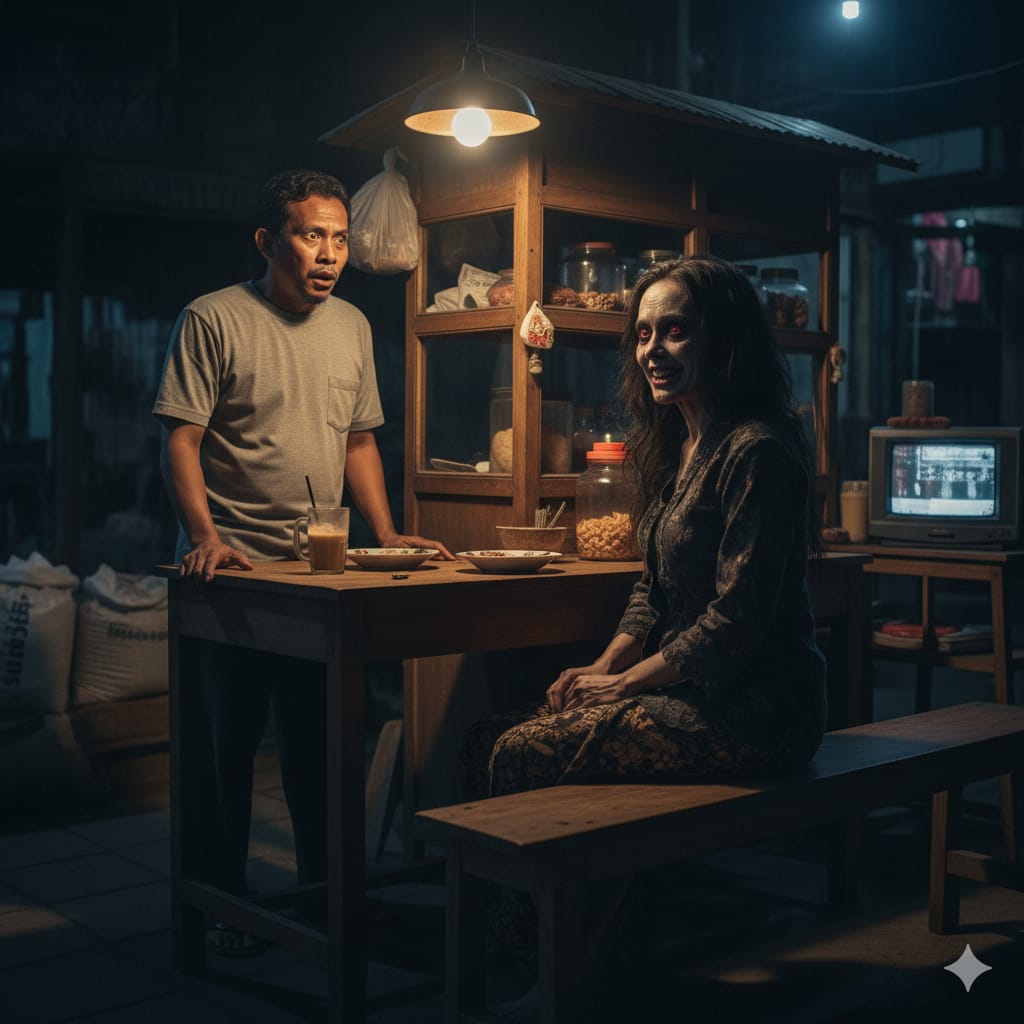 Ilustrasi penjual warung kopi. (AI/Sulistiono)