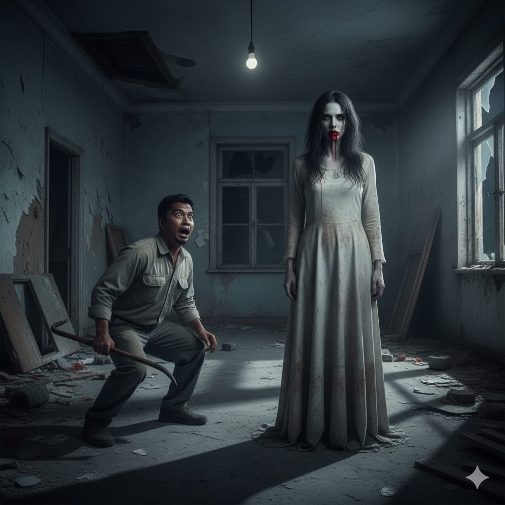 Ilustrasi  Tukang bangunan dihantui penampakan hantu noni Belanda. (ai/Sulistiono)