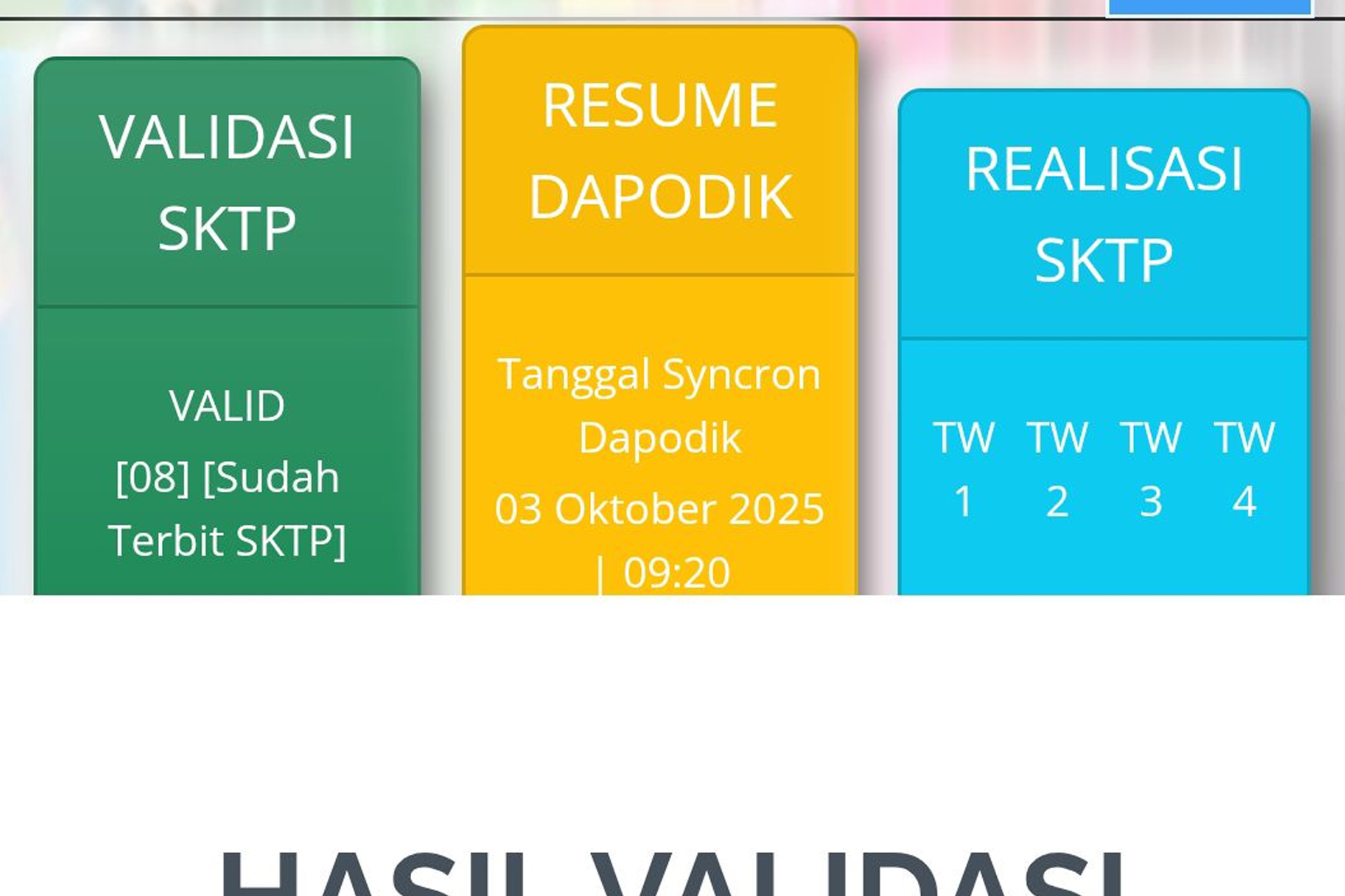 status validasi melalui laman resmi Info GTK