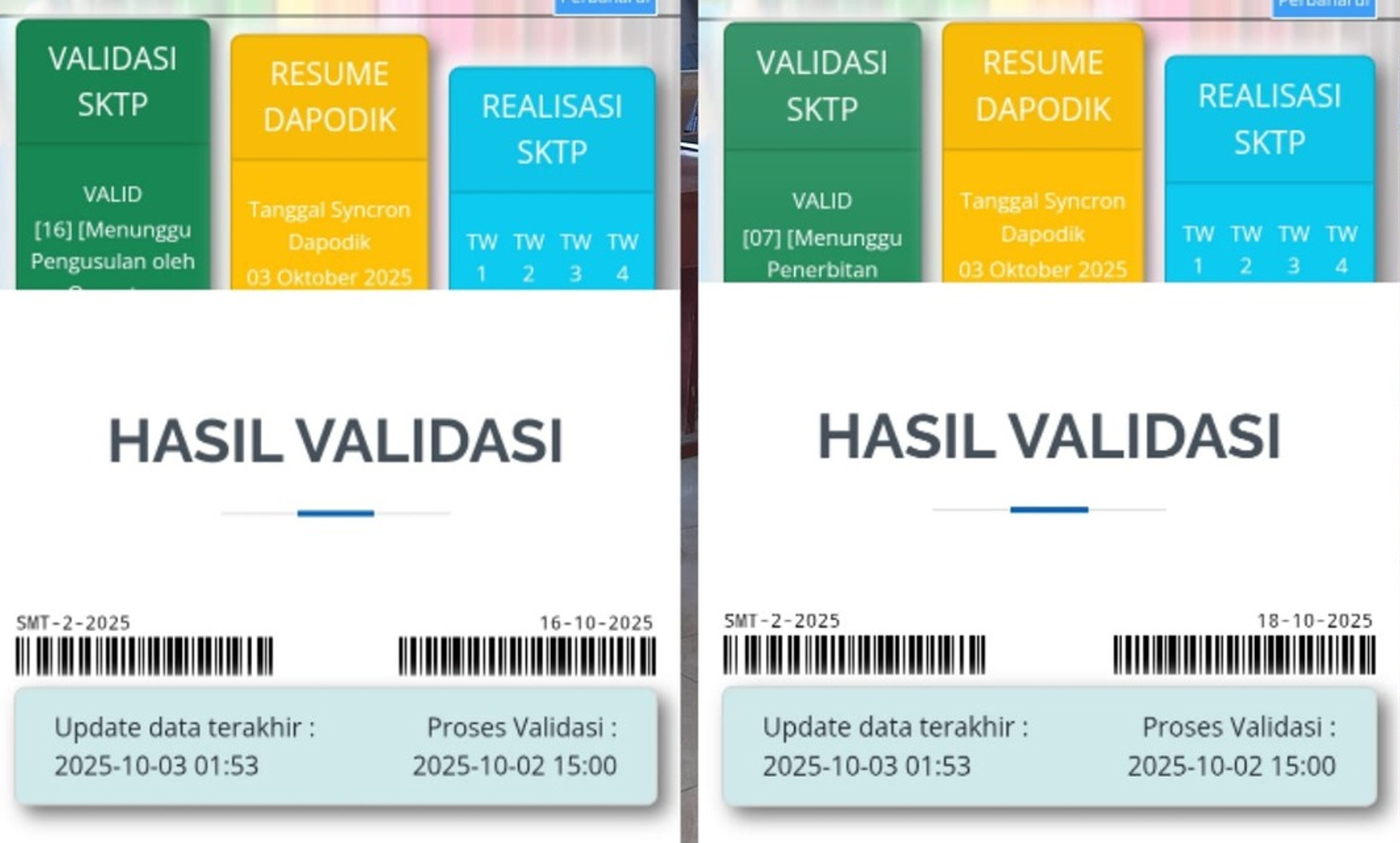 validasi di Info GTK