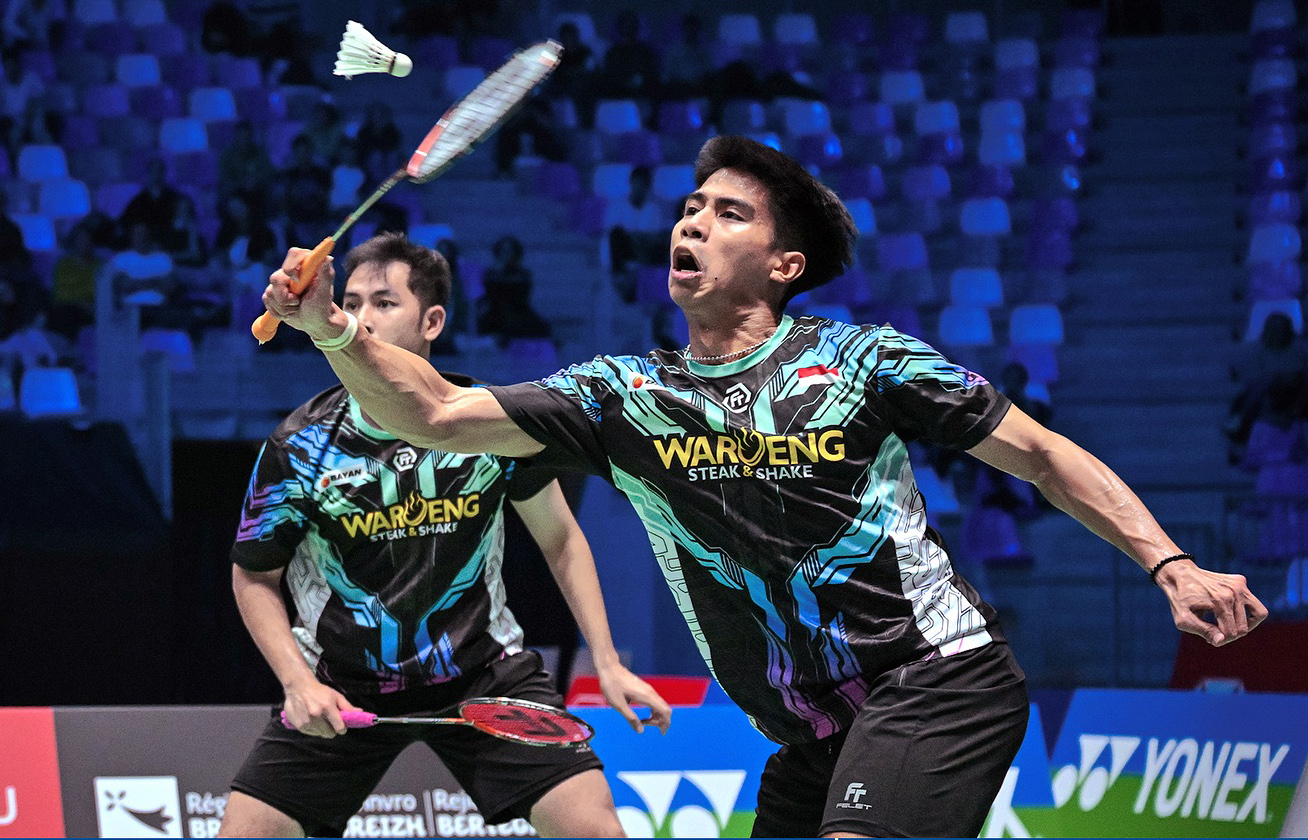 Sabar Karyaman Gutama/Moh. Reza Pahlevi Isfahani melaju ke babak kedua Hylo Open 2025 setelah mengalahkan wakil Prancis, Eloi Adam/Leo Rossi 22-20, 21-13.