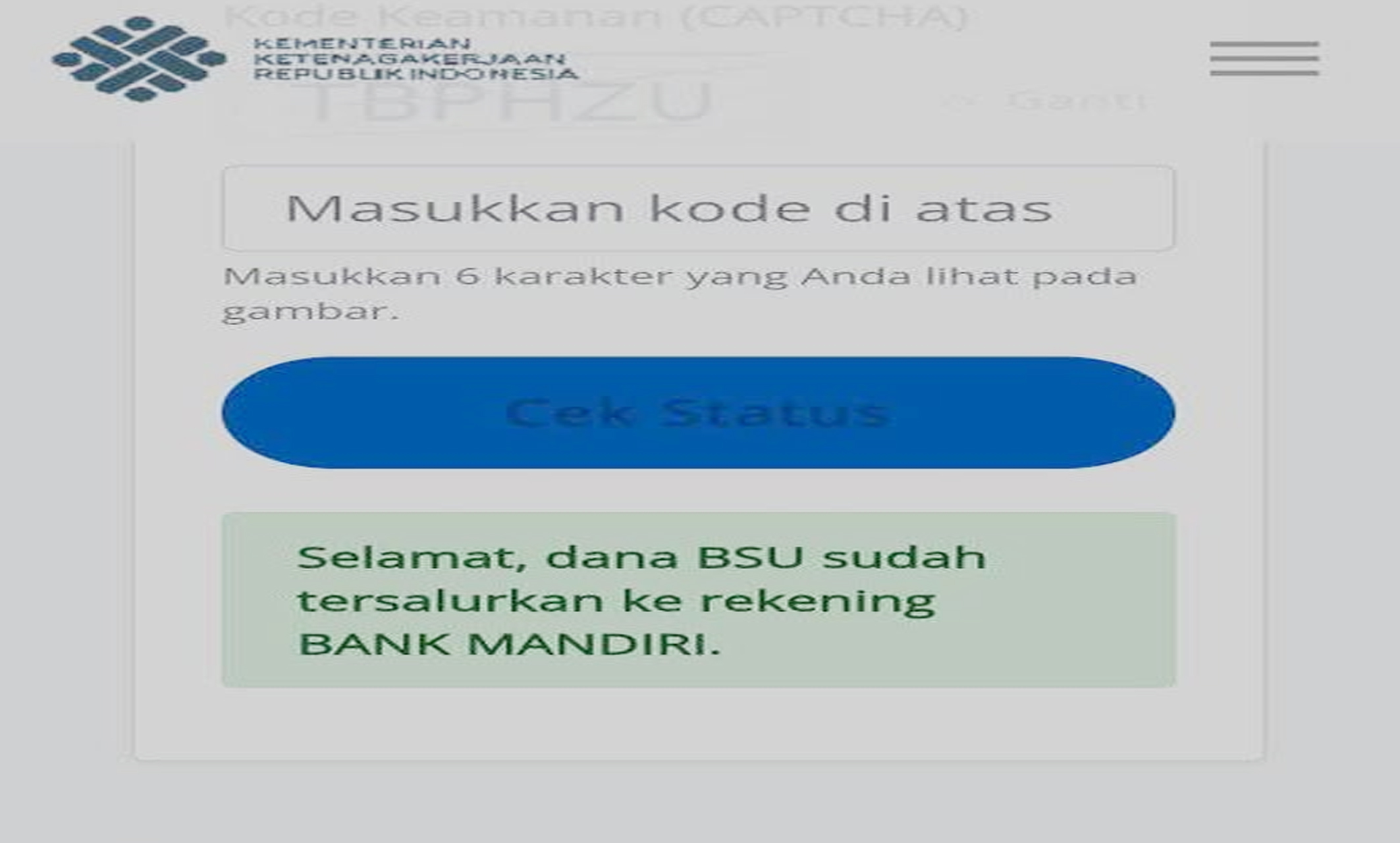 Pengecekan BSU di aplikasi kemnaker