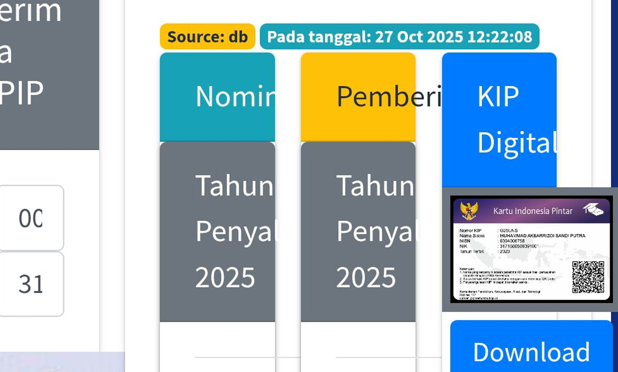 Bantuan PIP untuk Oktober-November 2025