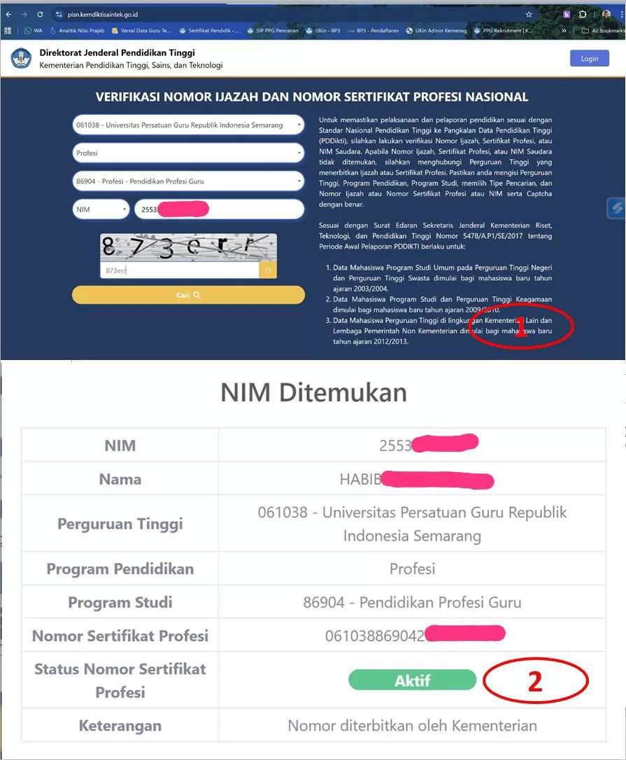 Berikut Nomor Serdik telah terbit.