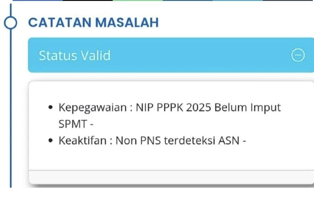 sejumlah data guru yang tertahan di tahap verifikasi, terutama terkait keaktifan mengajar, beban kerja, serta kesesuaian data personal dengan dokumen pendukung