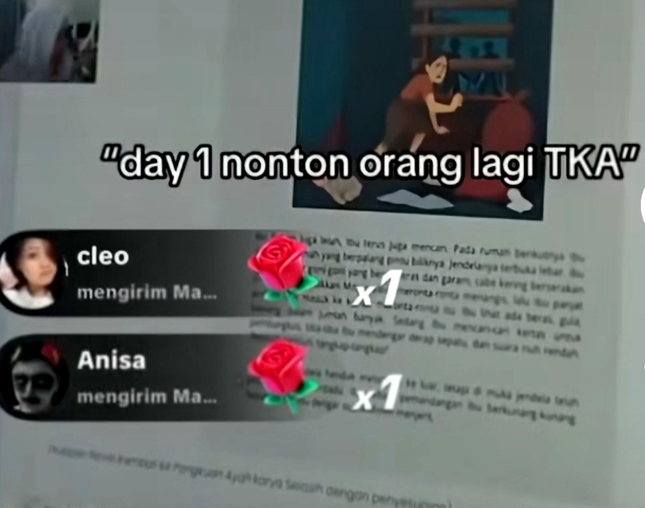 Tangkapan layar video rekaman live Tiktok Ujian TKA salah satu siswi asal Garut