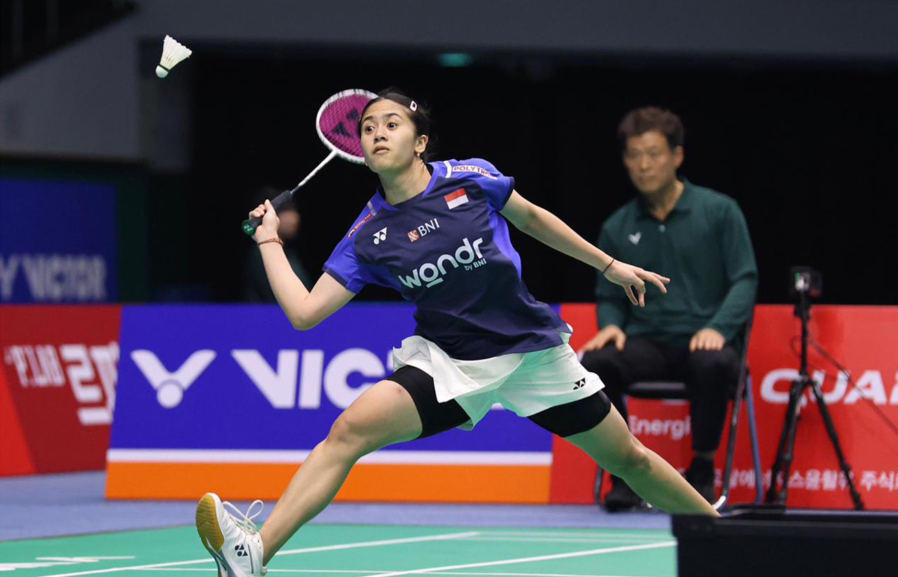 Ni Kadek Dhinda Amartya Pratiwi melangkah ke babak semifinal Korea Masters 2025 usai mengandaskan wakil tuan rumah, Park Ga Eun dengan skor 21-15, 22-24, 21-13.