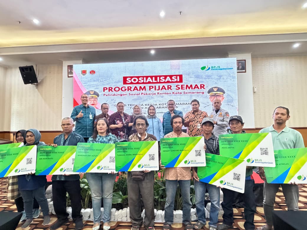 Pekerja rentan di Kota Semarang resmi mendapat perlindungan jaminan sosial ketenagakerjaan lewat Program Pijar Semar.