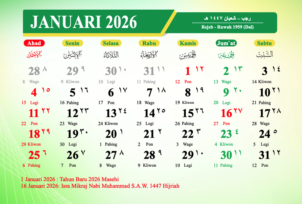 Download Disini Link Kalender 2026 Resmi Format AI, EPS, CDR, PDF, PNG, SVG, Lengkap Libur Nasional dan Cuti Bersama